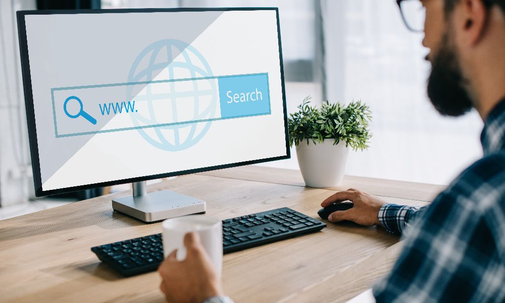 Person brainstorming catchy domain names